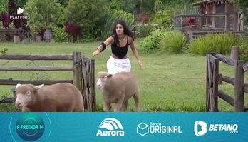 Bia se espanta ao ver as ovelhas soltas e se apressa para prender os animais (Reprodução/PlayPlus)